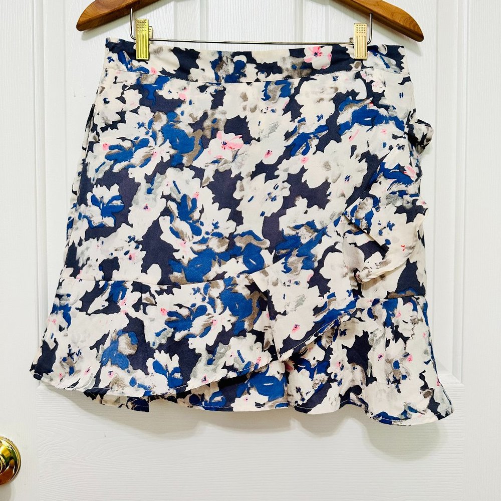SIM & SAM FLORAL FAUX WRAP SKIRT